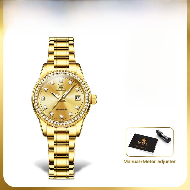 Women's Automatic Mechanical Diamond Dial Stainless Watch BandsCo Straps
