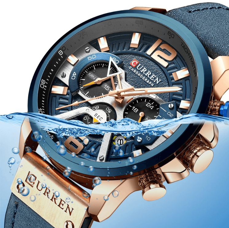 Men's Sports Waterproof Watch With Leather Belts, Chronometers And Large Numbers Details Luxury Watches Unique Design Excellent Gift Stevvex