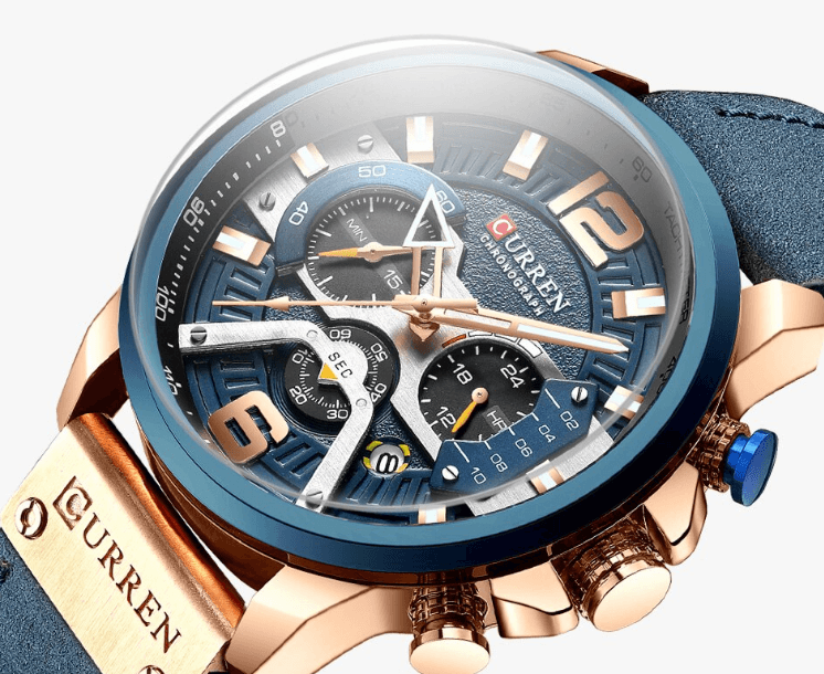 Men's Sports Waterproof Watch With Leather Belts, Chronometers And Large Numbers Details Luxury Watches Unique Design Excellent Gift Stevvex