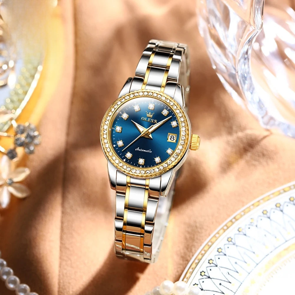 Women's Automatic Mechanical Diamond Dial Stainless Watch BandsCo Straps