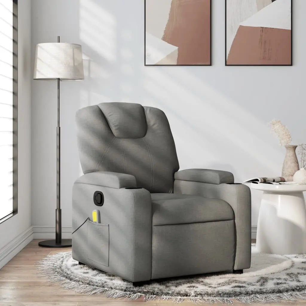 Massage Recliner Chair Dark Grey Fabric UNIQUE ITEMS PLUS2