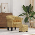 Tub Chair with Footstool Gold Faux Leather UNIQUE ITEMS PLUS2