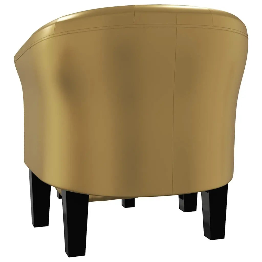 Tub Chair with Footstool Gold Faux Leather UNIQUE ITEMS PLUS2