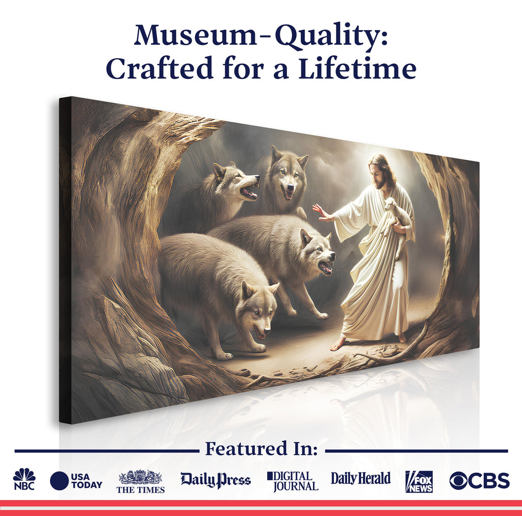Jesus Protects The Lamb From Wolves Faith Wall Art III - UNIQUE ITEMS PLUS2