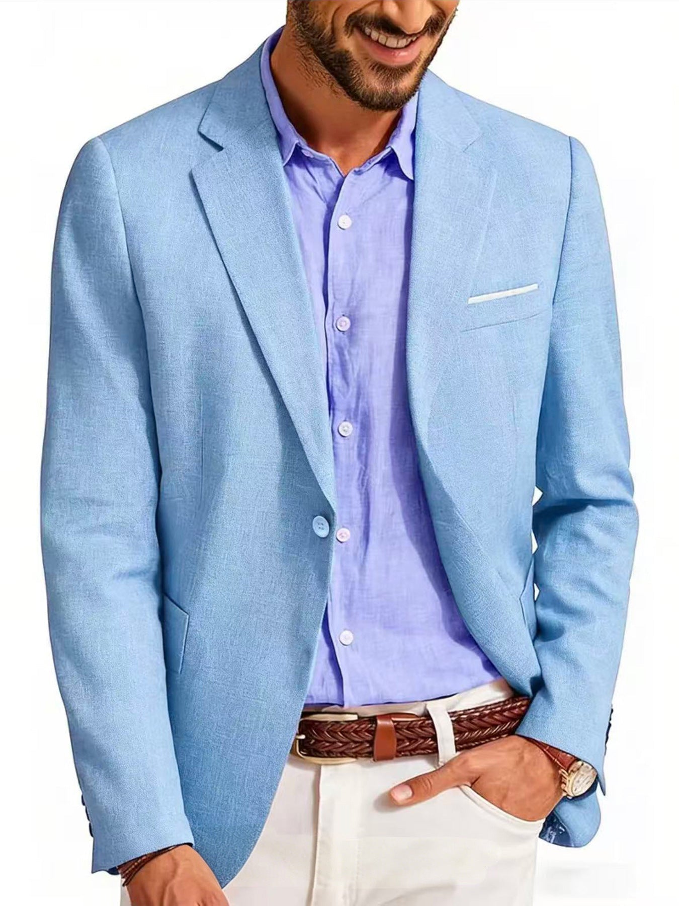 Mens Casual Blazer Single-breasted Slim-fit Suit Jacket My Store