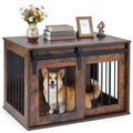 Dog Crate Furniture Heavy Duty Dog Kennel with Sliding Barn Door-Rustic Brown - Color: Rustic Brown UNIQUE ITEMS PLUS2