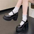 High Heels Mary Janes Shoes Autumn 2024 Patent Leather Heeled Shoes Woman Chunky Platform Ankle Strap Pumps for Women