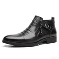 Winter Men's Elegant Boots Ankle non slip Leather Shoes British Zip Black Knight boots Pointed Punk Platform male Booties Botas Shop1104108994 Store