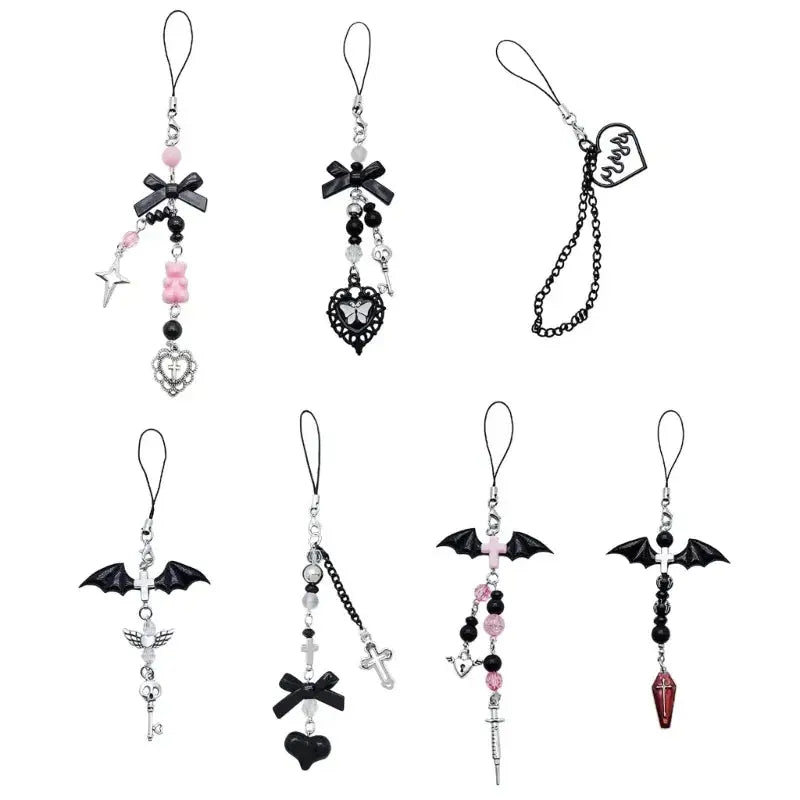 Color: #30 - Goth Y2K Phone Charm Pendant Kawaii-Key Chain For Bag Cute Accessory Women Guitar Strap Lanyard Beaded Keychain Pendant JAVRICK