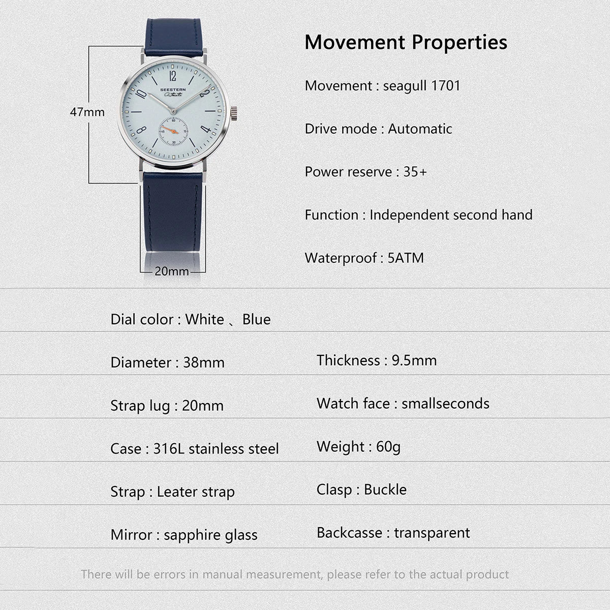 SEESTERN 2024 New Men Watch Automatic Business Wristwatches ST1701 Movement Ultra Thin Clock Top Brand Luxury  Fashion Casual UpTrend Deals