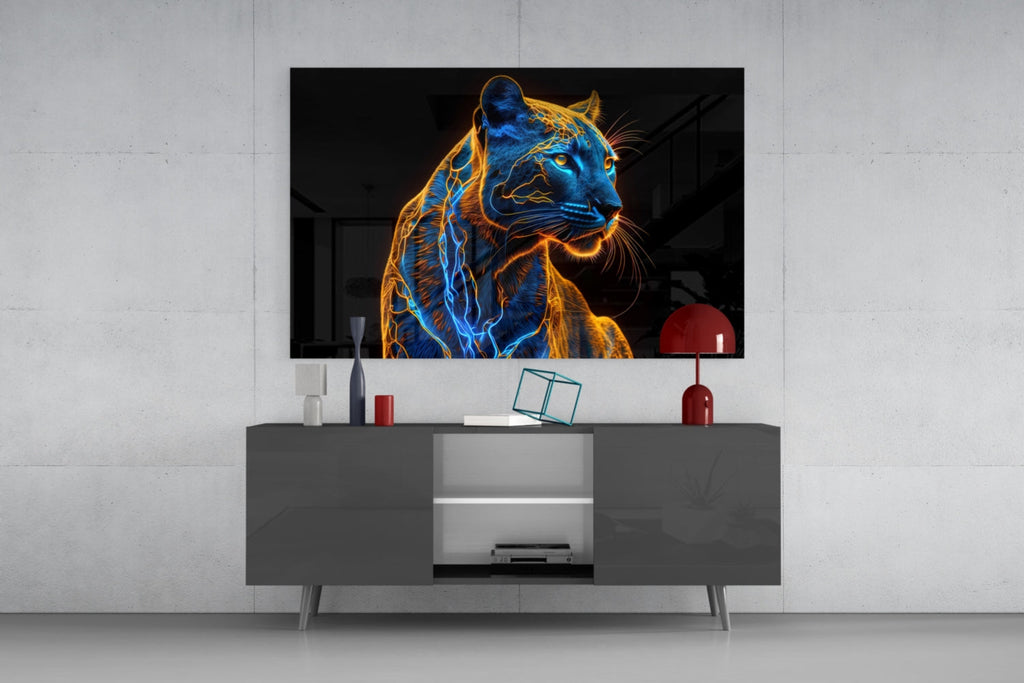 Neon Jaguar Glass Wall Art || Designer Collection - UNIQUE ITEMS PLUS2