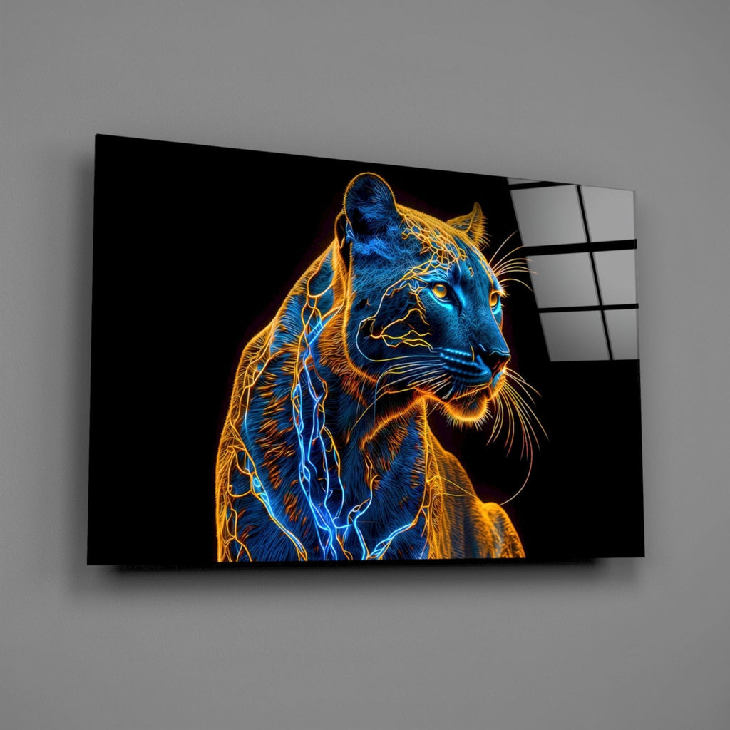 Neon Jaguar Glass Wall Art || Designer Collection - UNIQUE ITEMS PLUS2