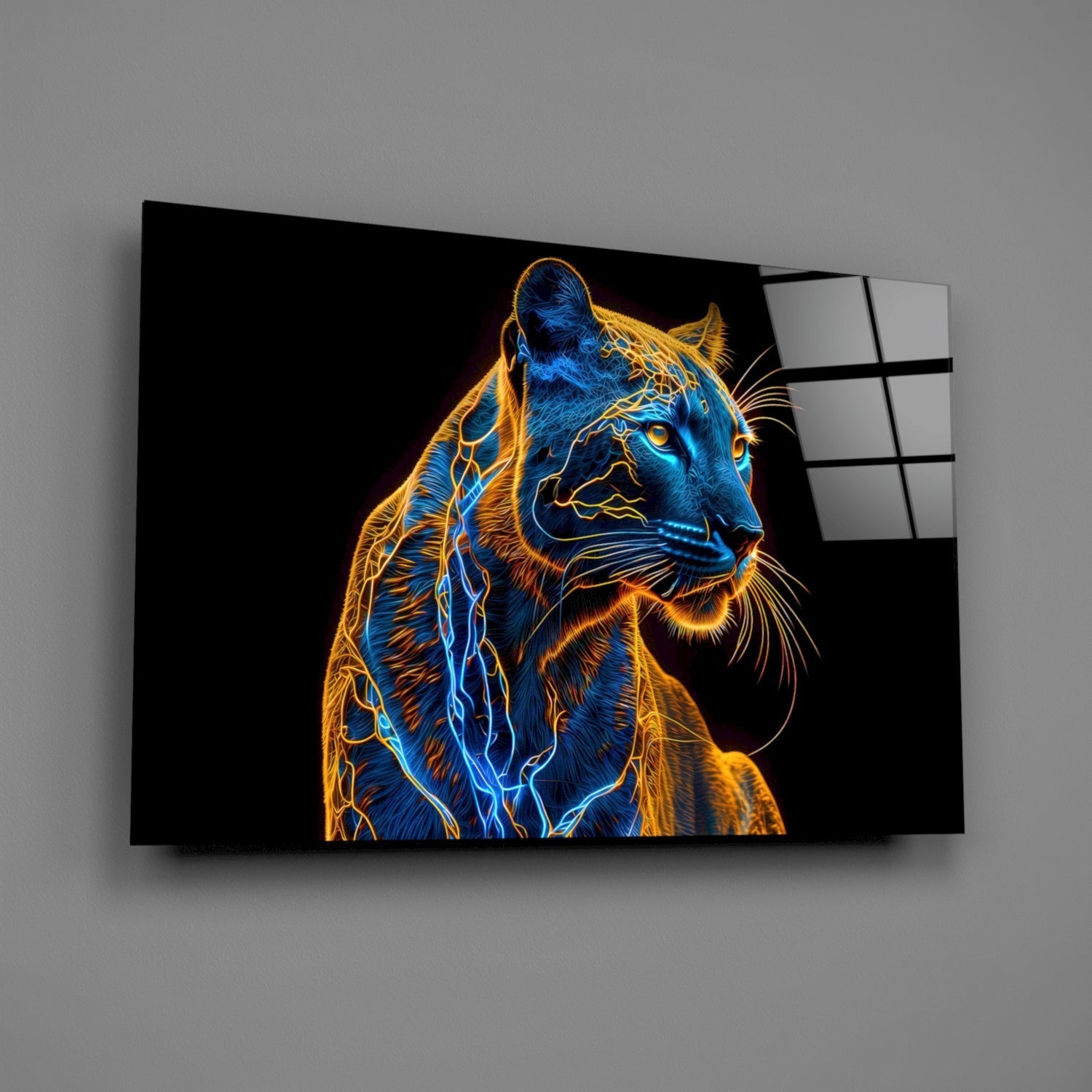 Neon Jaguar Glass Wall Art || Designer Collection - UNIQUE ITEMS PLUS2