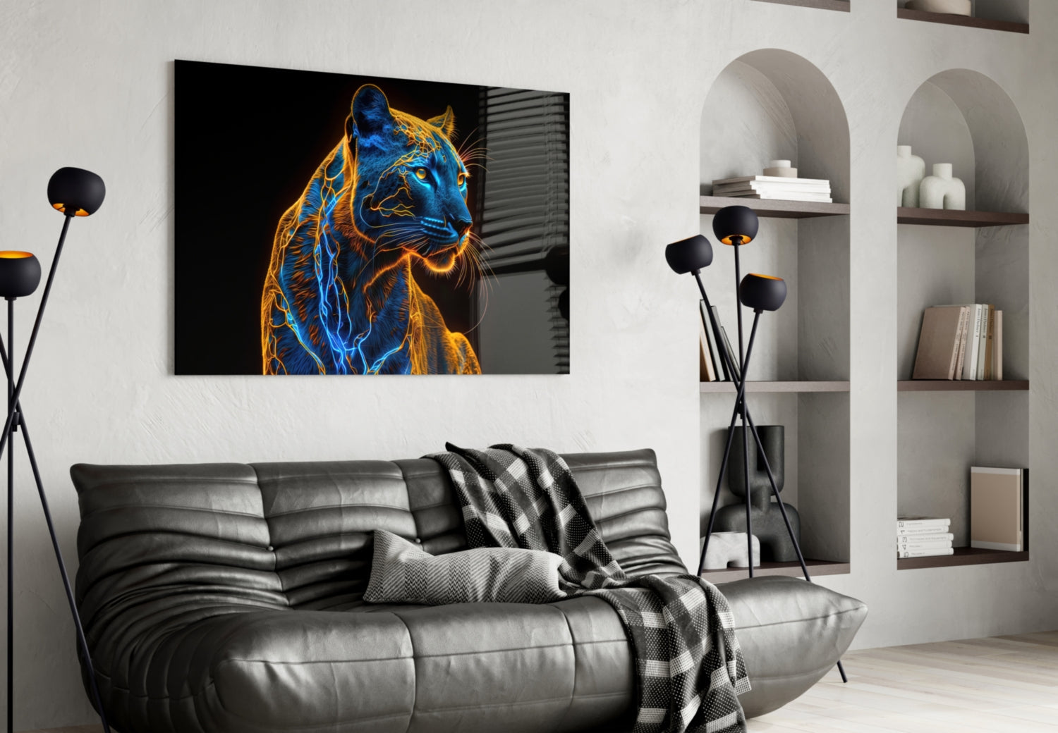 Neon Jaguar Glass Wall Art || Designer Collection - UNIQUE ITEMS PLUS2