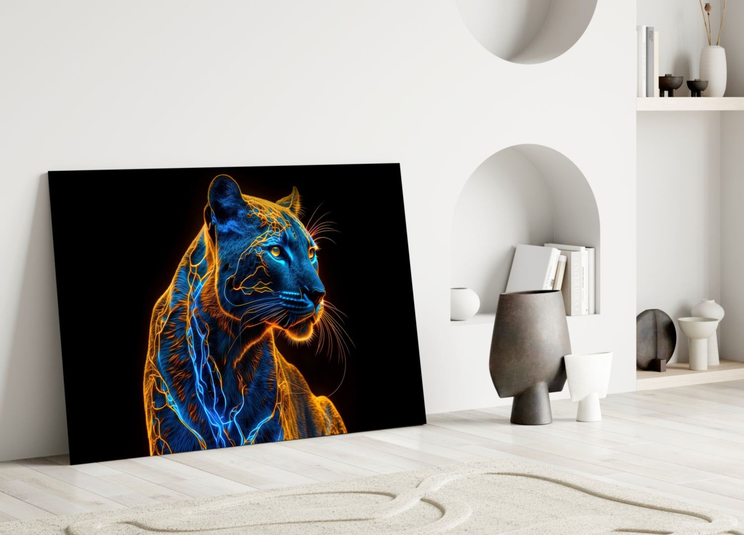 Neon Jaguar Glass Wall Art || Designer Collection - UNIQUE ITEMS PLUS2