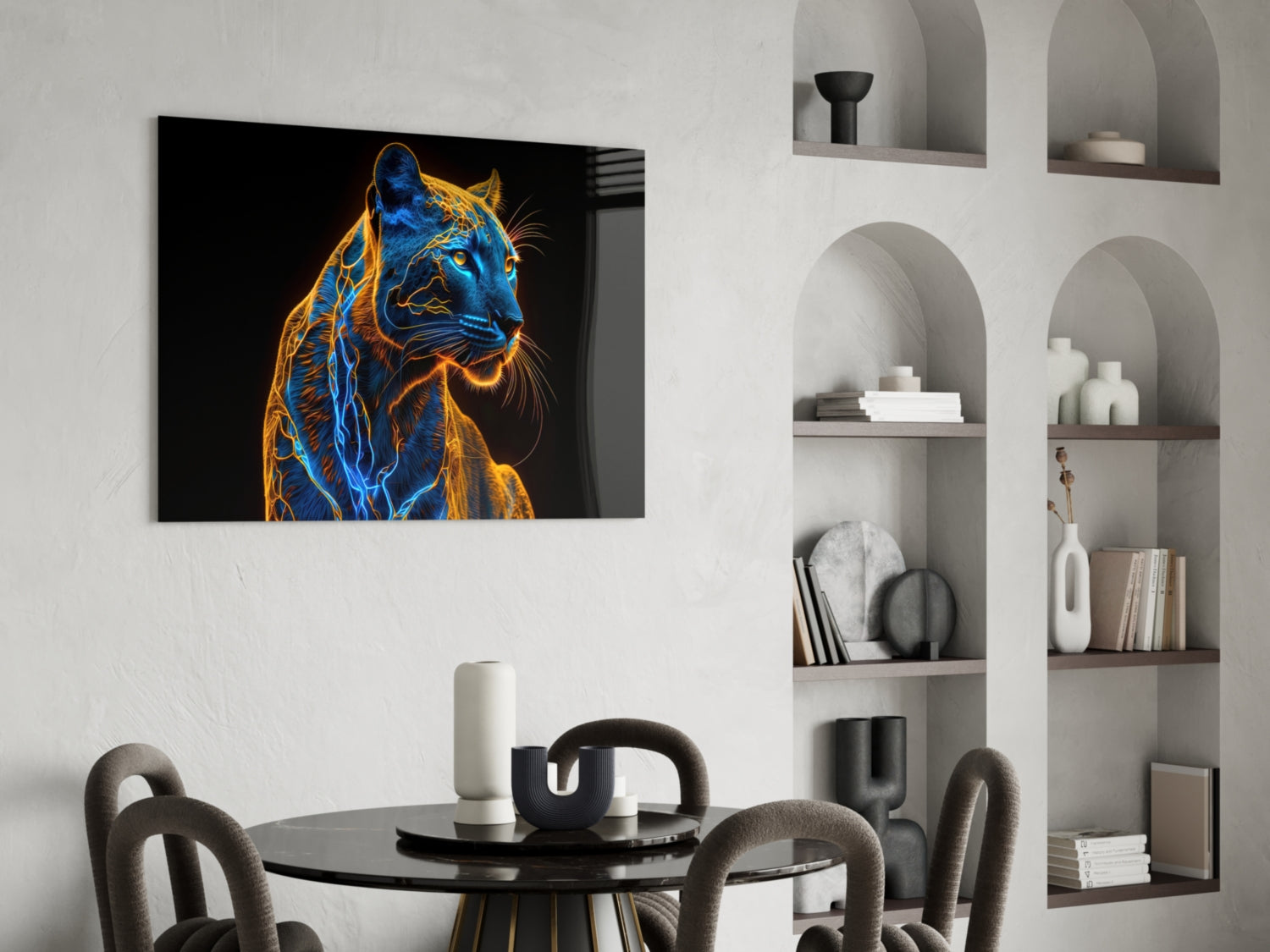 Neon Jaguar Glass Wall Art || Designer Collection - UNIQUE ITEMS PLUS2