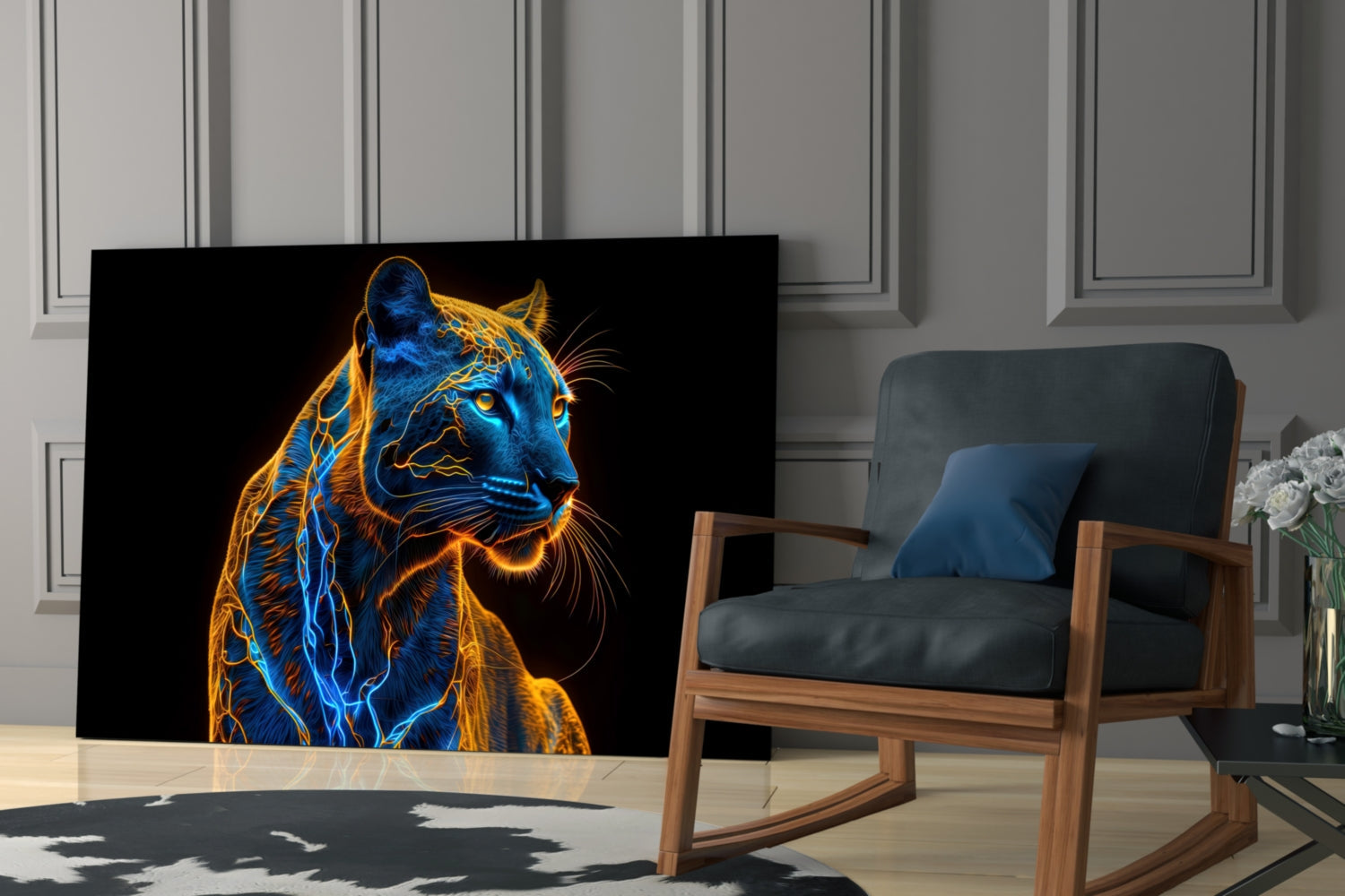 Neon Jaguar Glass Wall Art || Designer Collection - UNIQUE ITEMS PLUS2