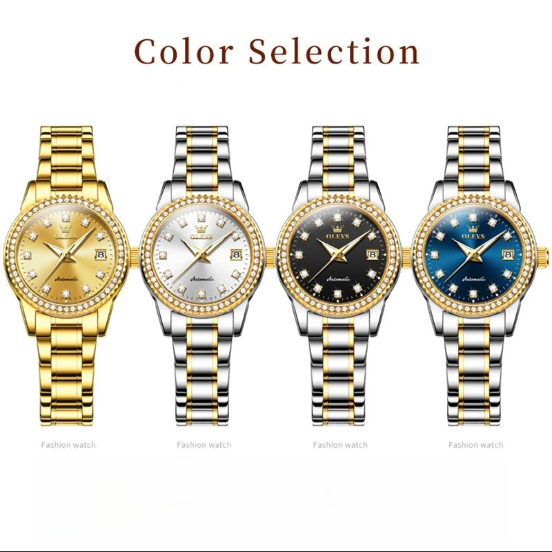 Women's Automatic Mechanical Diamond Dial Stainless Watch BandsCo Straps