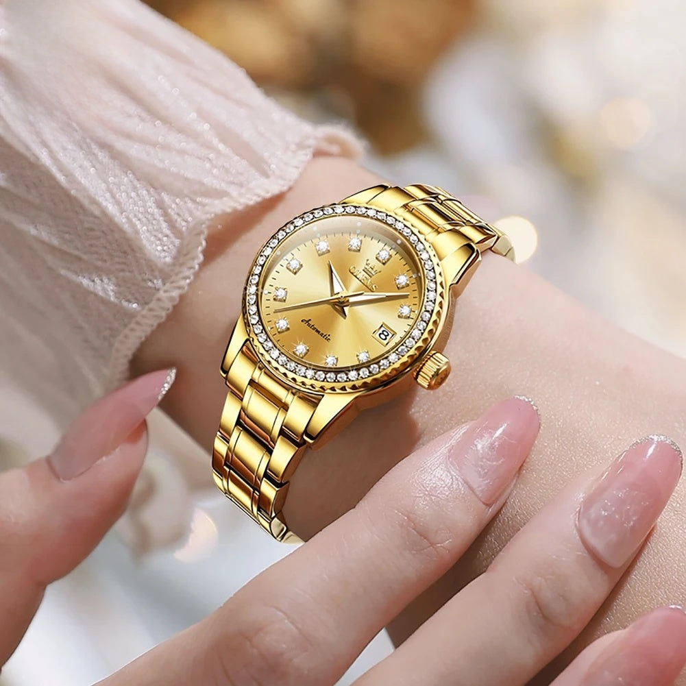 Women's Automatic Mechanical Diamond Dial Stainless Watch BandsCo Straps