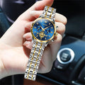 Women's Gold Stainless Steel Multifunction Quartz Watch BandsCo Straps