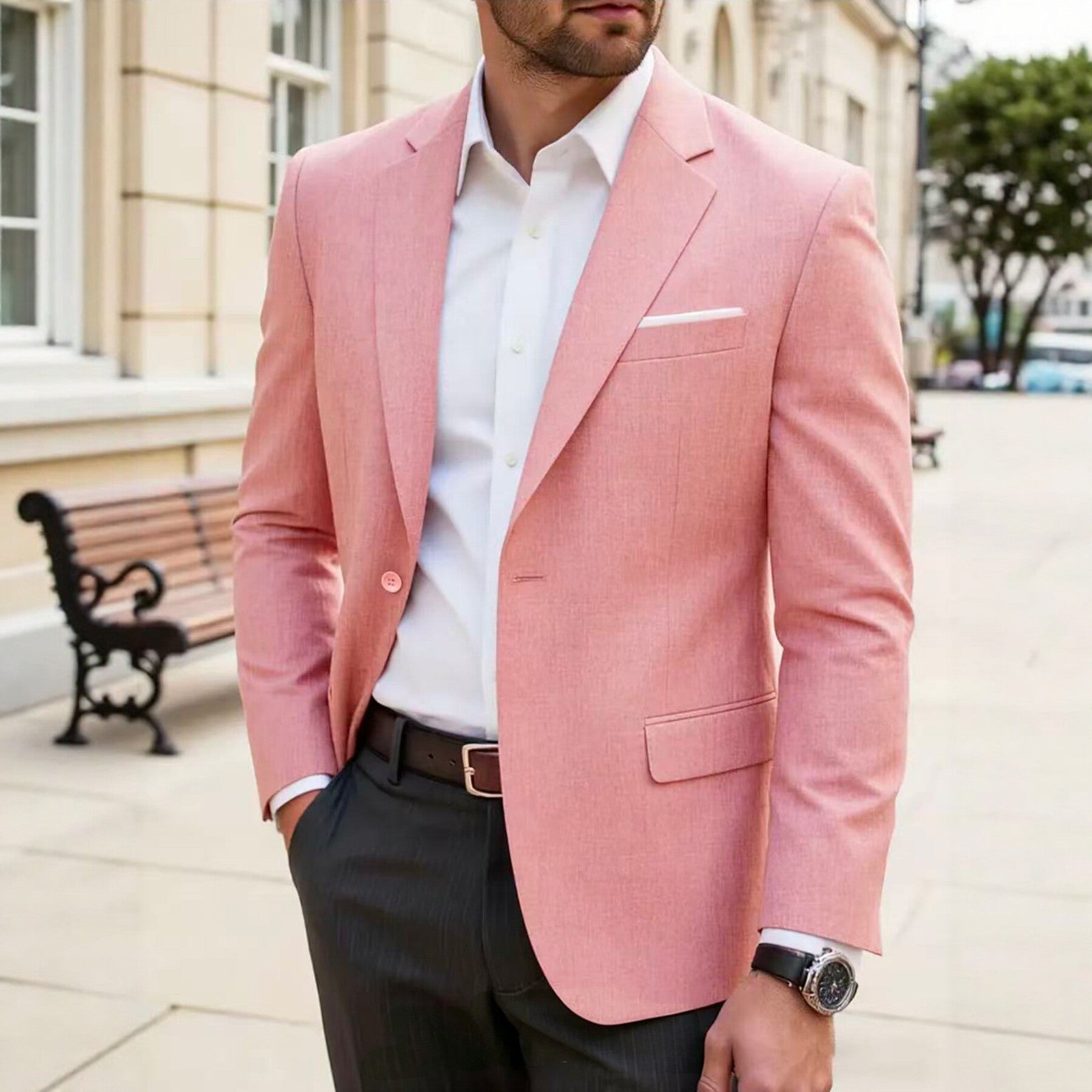 Mens Casual Blazer Single-breasted Slim-fit Suit Jacket My Store