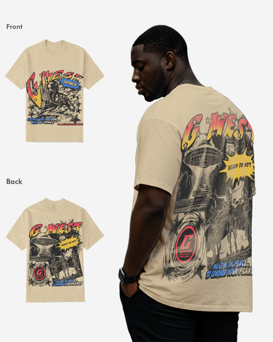 G West Cosmic Sky Ride Acid Wash Double Hit T-Shirt Big and Tall Mens G West