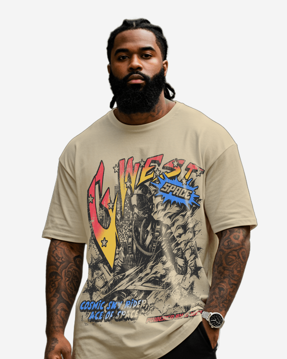 G West Cosmic Sky Ride Acid Wash Double Hit T-Shirt Big and Tall Mens G West