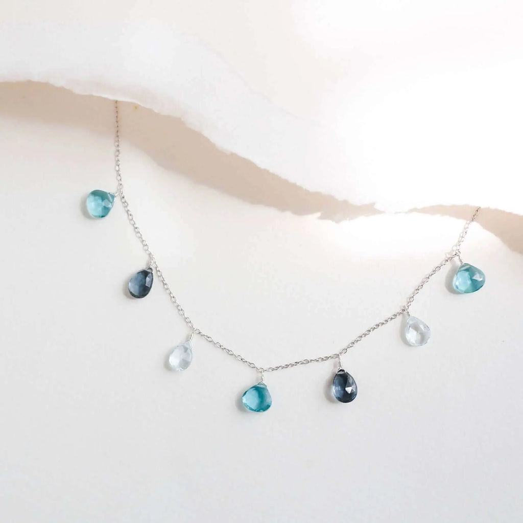 Blue Gemstone Gold Sparkler Necklace PARKEN JEWELRY