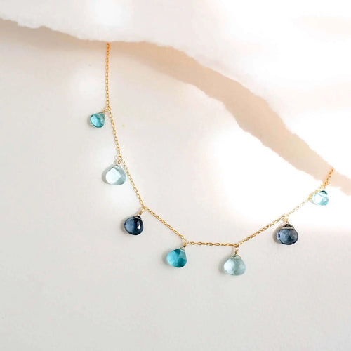 Blue Gemstone Gold Sparkler Necklace PARKEN JEWELRY