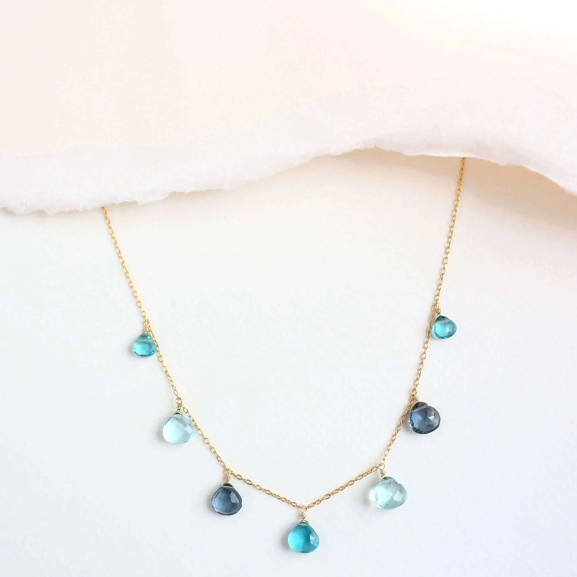 Blue Gemstone Gold Sparkler Necklace PARKEN JEWELRY