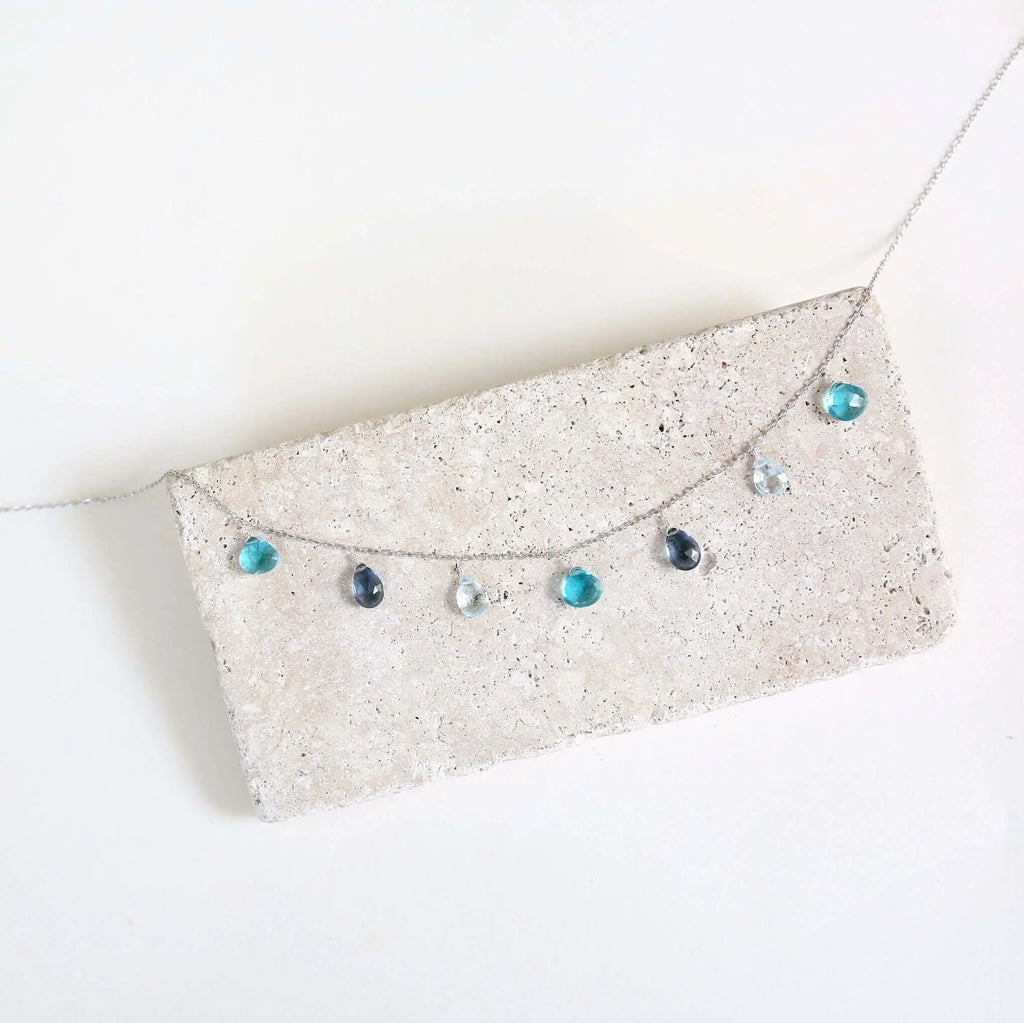 Blue Gemstone Gold Sparkler Necklace PARKEN JEWELRY
