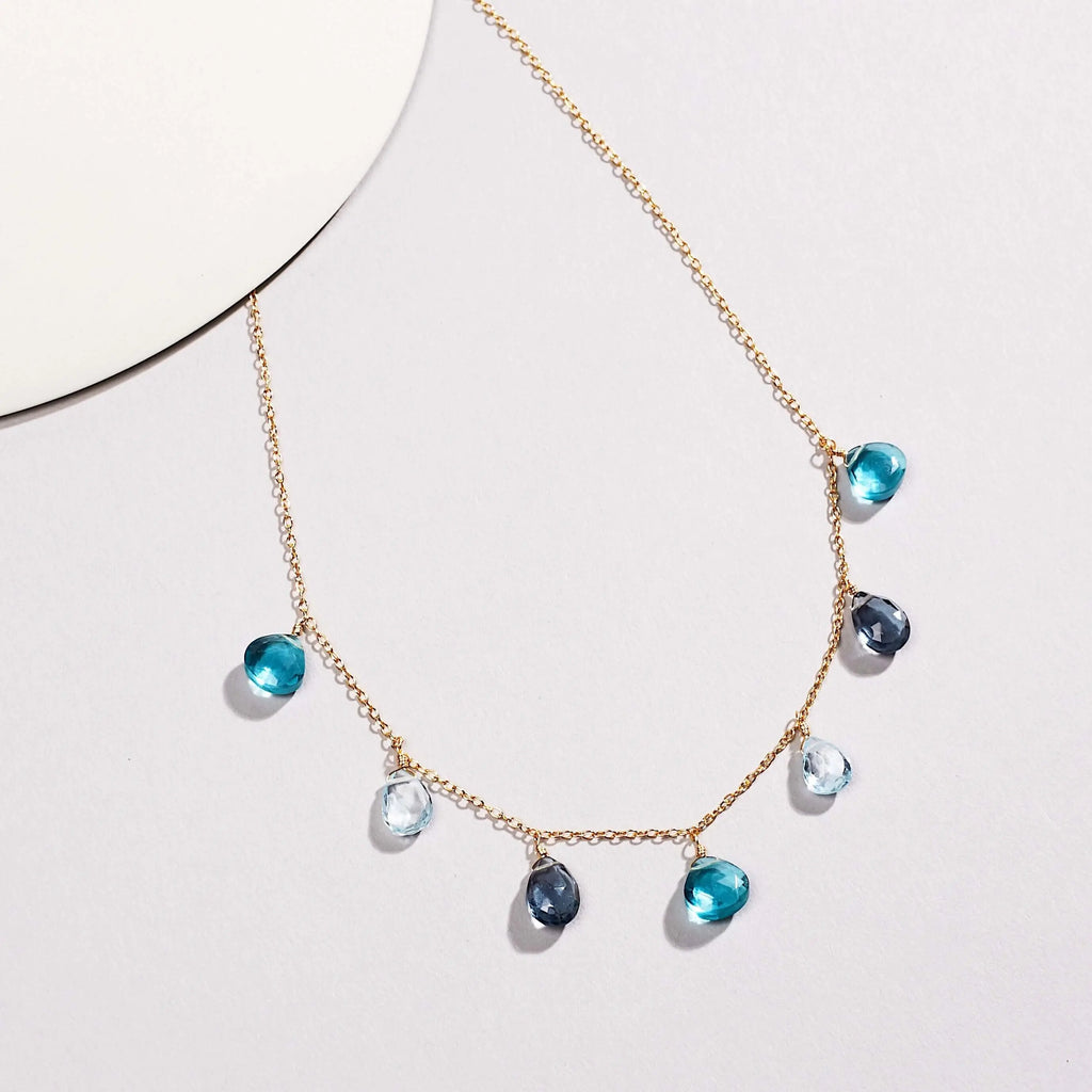 Blue Gemstone Gold Sparkler Necklace PARKEN JEWELRY