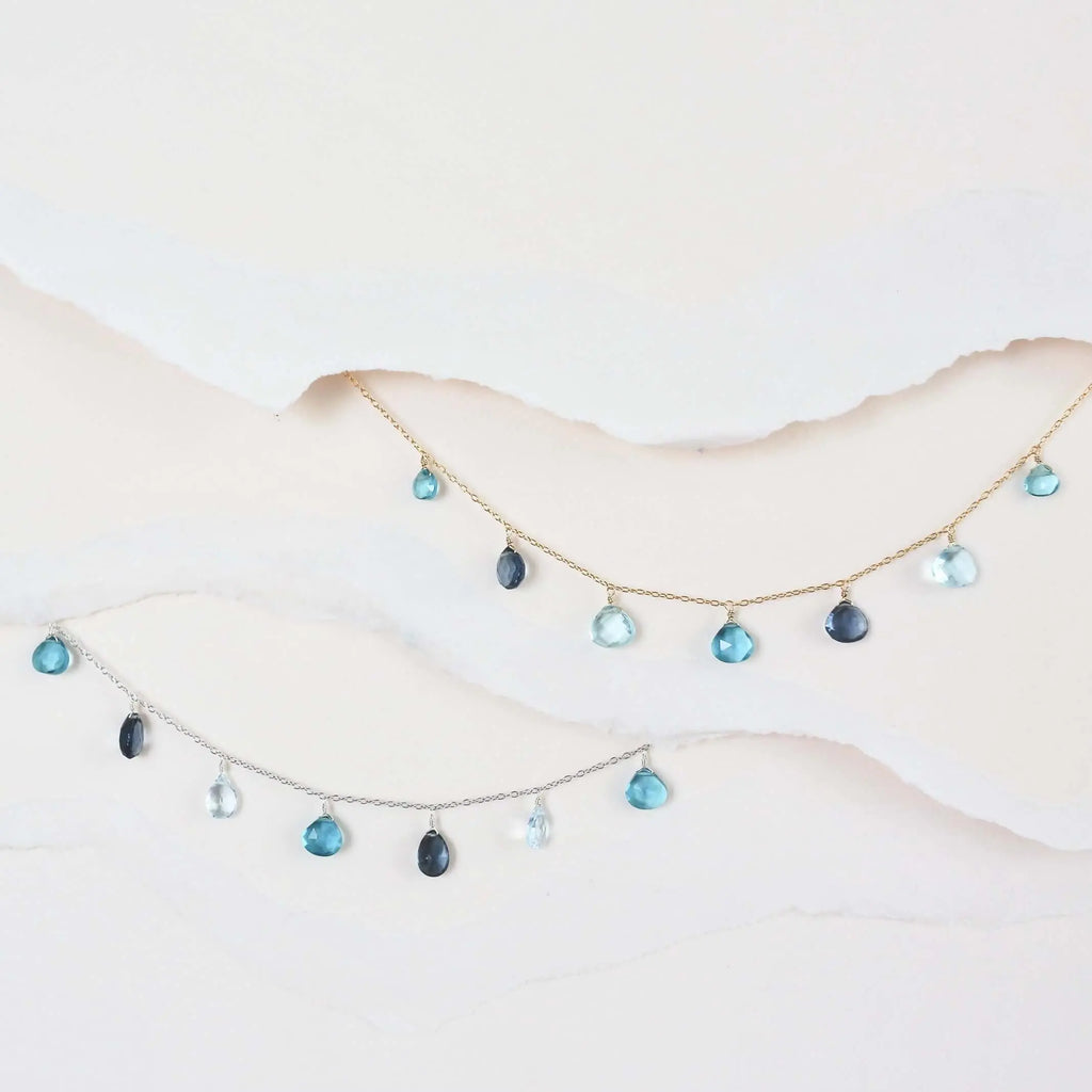 Blue Gemstone Gold Sparkler Necklace PARKEN JEWELRY