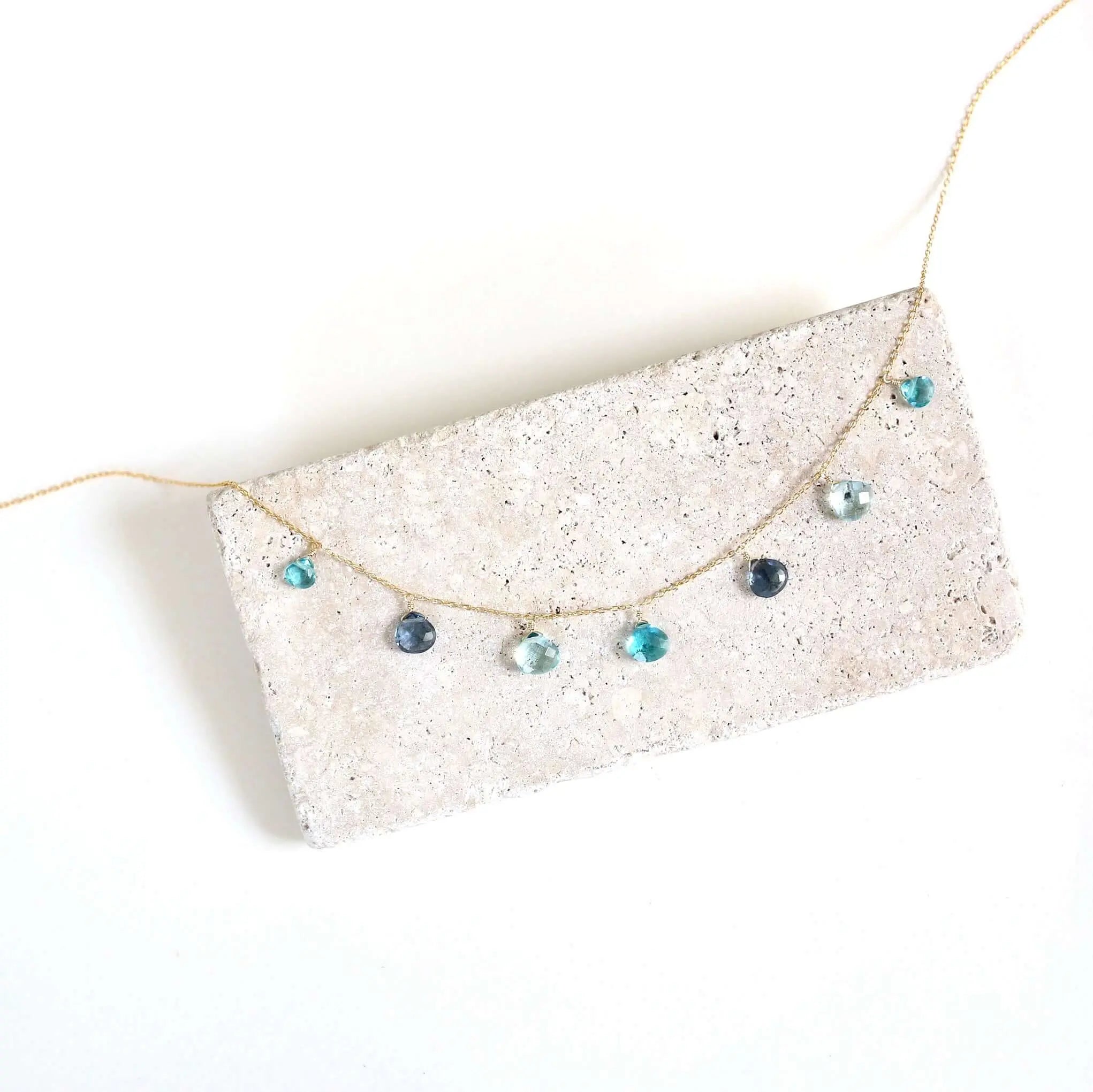 Blue Gemstone Gold Sparkler Necklace PARKEN JEWELRY