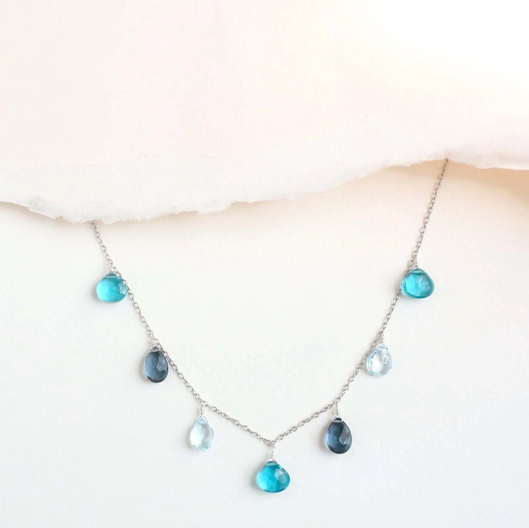 Blue Gemstone Gold Sparkler Necklace PARKEN JEWELRY