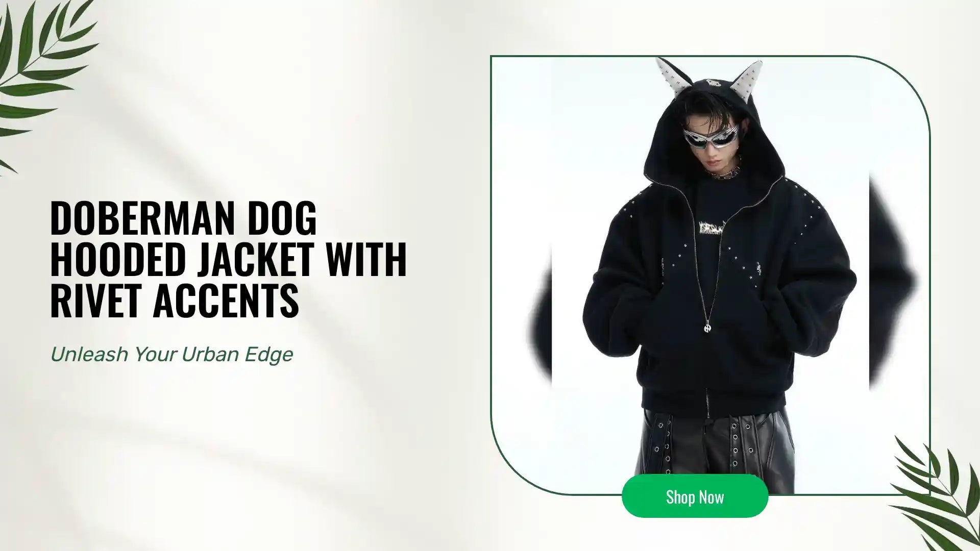 Doberman Dog Hooded Jacket with Rivet Accents by@Outfy