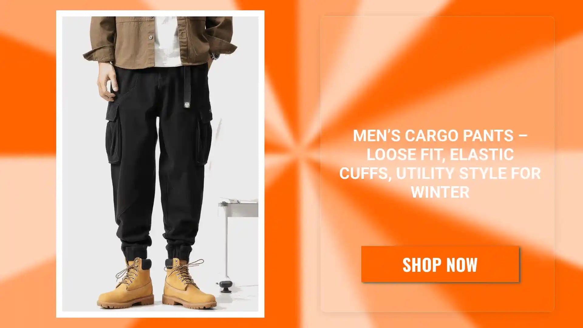 Men&rsquo;s Cargo Pants &ndash; Loose Fit, Elastic Cuffs, Utility Style for Winter by@Outfy