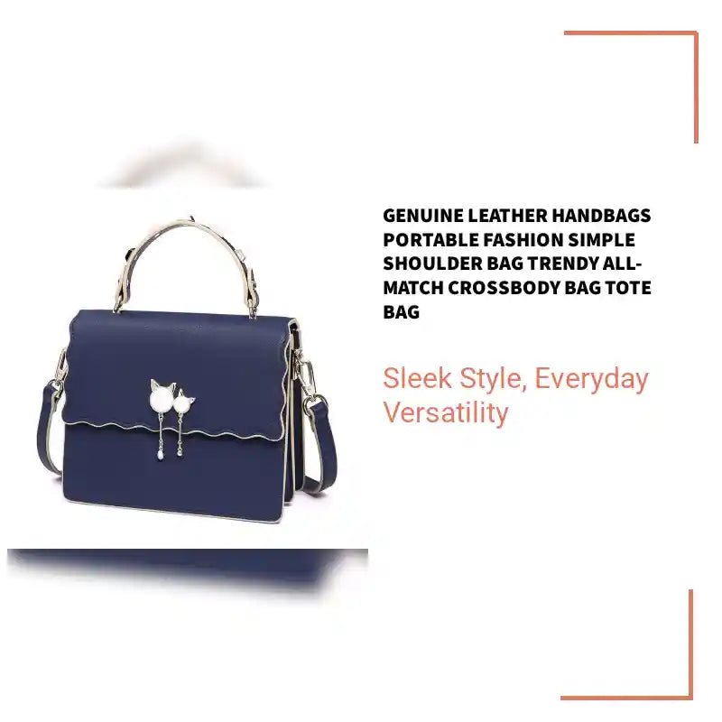 Genuine leather handbags portable fashion simple shoulder bag trendy all-match crossbody bag tote bag by@Outfy