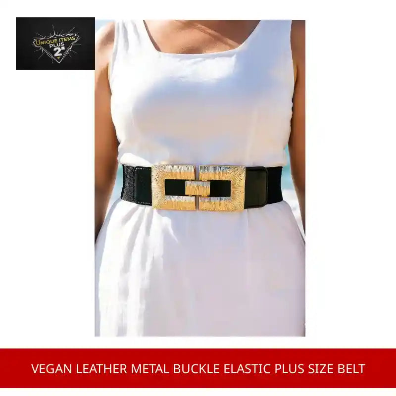 Vegan Leather Metal Buckle Elastic Plus Size Belt by@Outfy