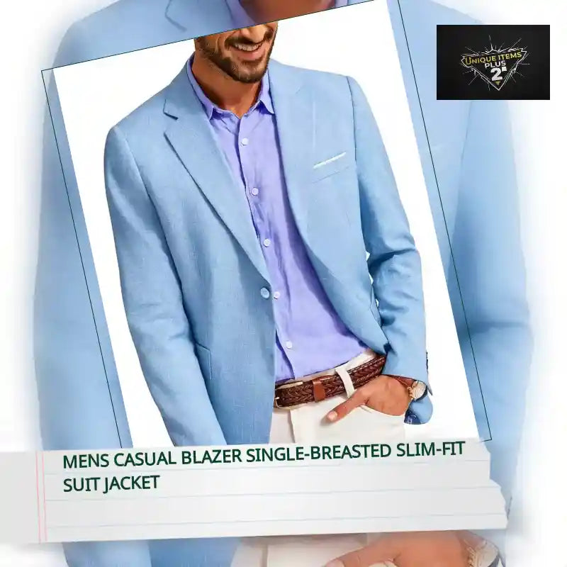 Mens Casual Blazer Single-breasted Slim-fit Suit Jacket by@Outfy
