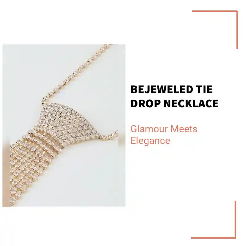 Bejeweled Tie Drop Necklace by@Outfy