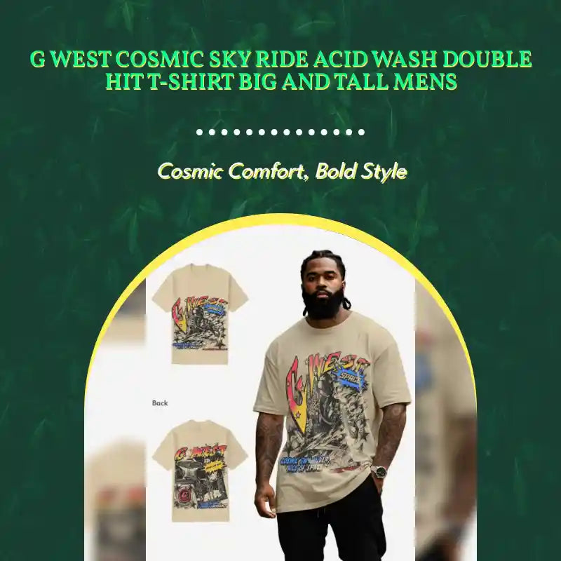 G West Cosmic Sky Ride Acid Wash Double Hit T-Shirt Big and Tall Mens by@Outfy