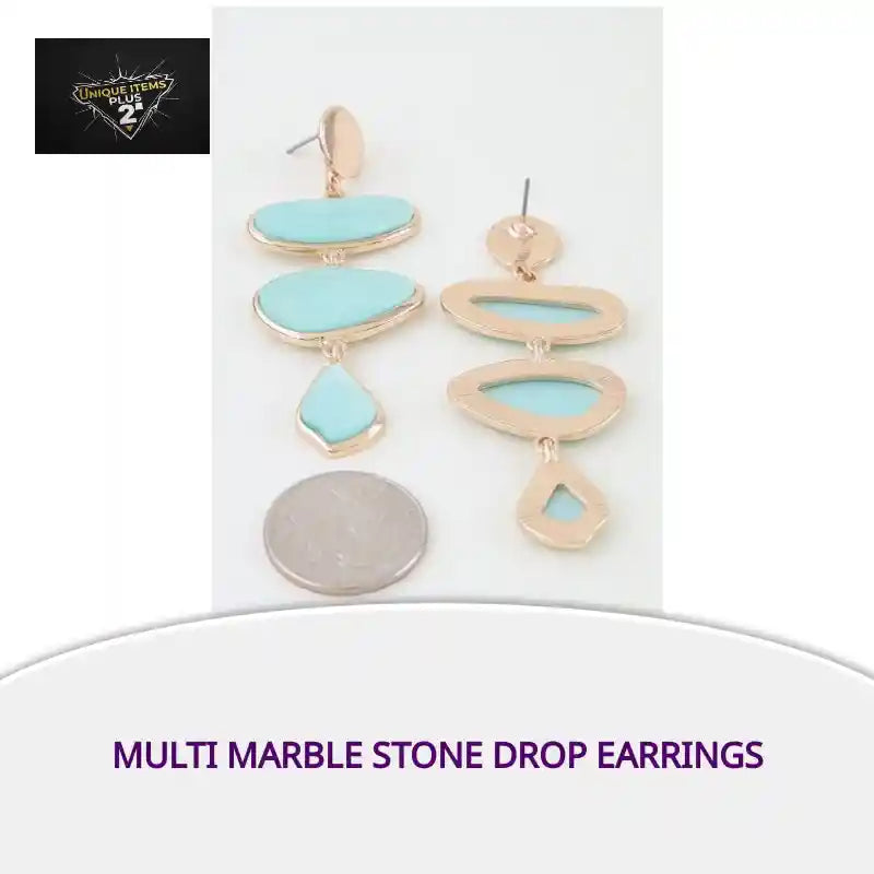 Multi Marble Stone Drop Earrings by@Outfy