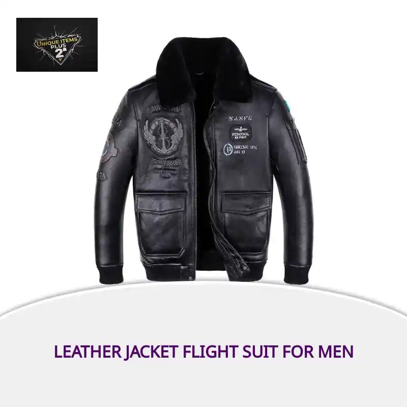 Leather Jacket Flight Suit For Men by@Outfy