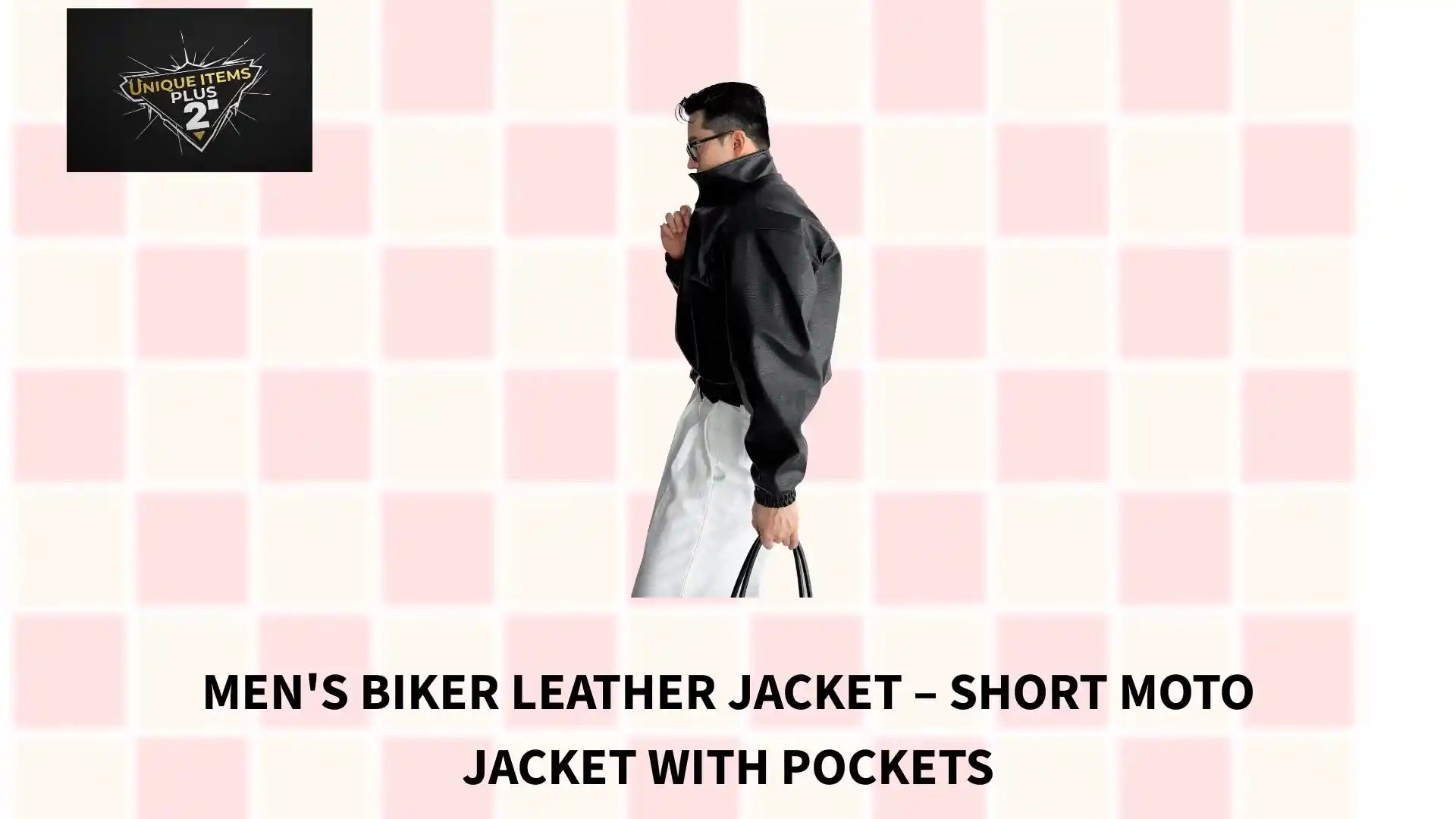 Men's Biker Leather Jacket &ndash; Short Moto Jacket with Pockets by@Outfy