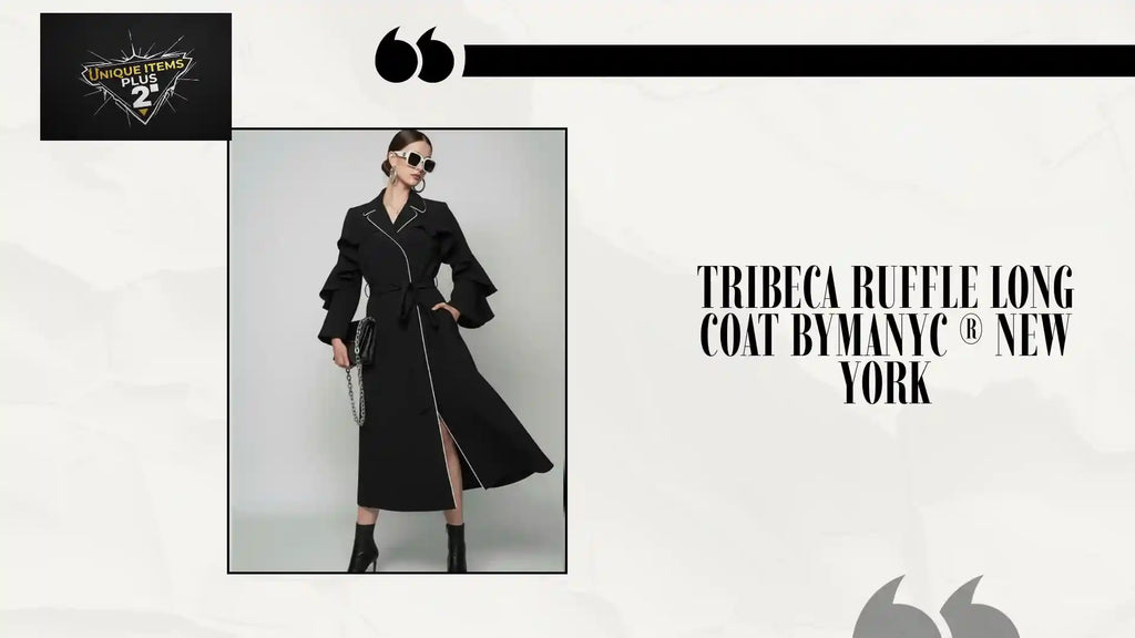 TRIBECA Ruffle Long Coat BYMANYC &reg; New York by@Outfy