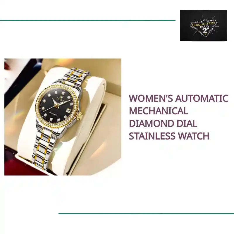 Women's Automatic Mechanical Diamond Dial Stainless Watch by@Outfy