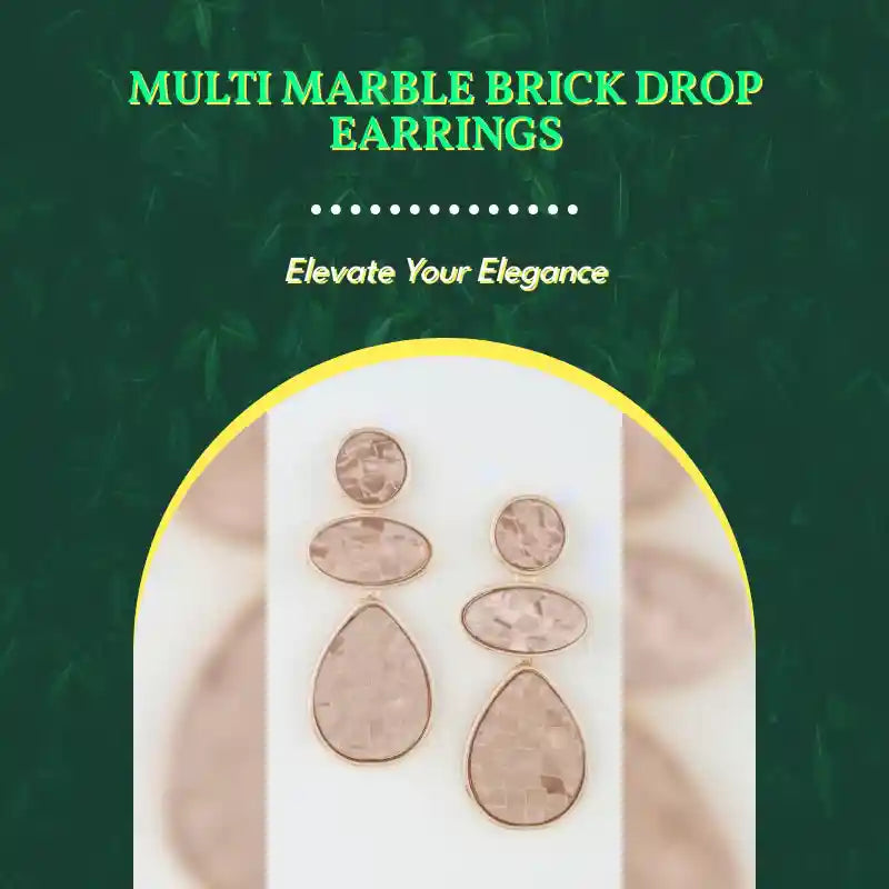 Multi Marble Brick Drop Earrings by@Outfy