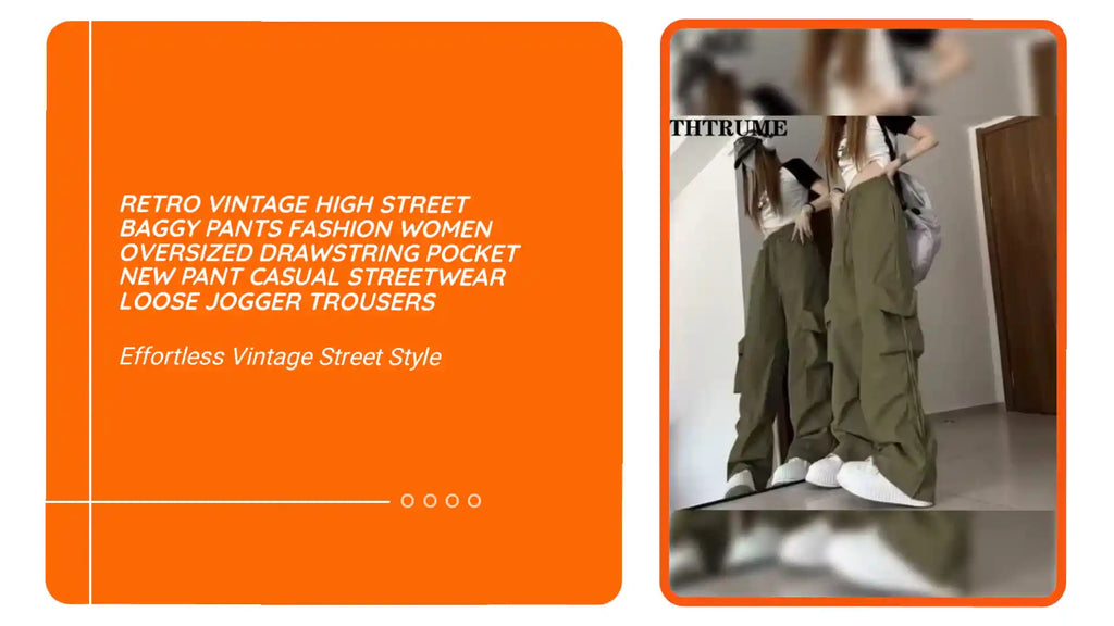 Retro Vintage High Street Baggy Pants Fashion Women Oversized Drawstring Pocket New Pant Casual Streetwear Loose Jogger Trousers by@Outfy