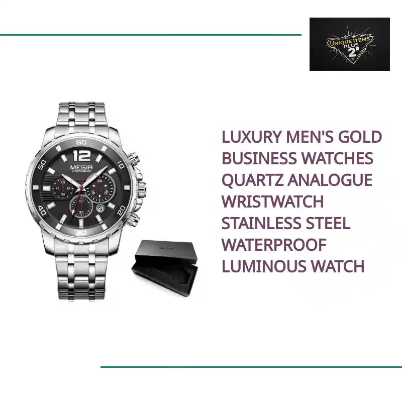 Luxury Men's Gold Business Watches Quartz Analogue Wristwatch Stainless Steel Waterproof Luminous Watch by@Outfy